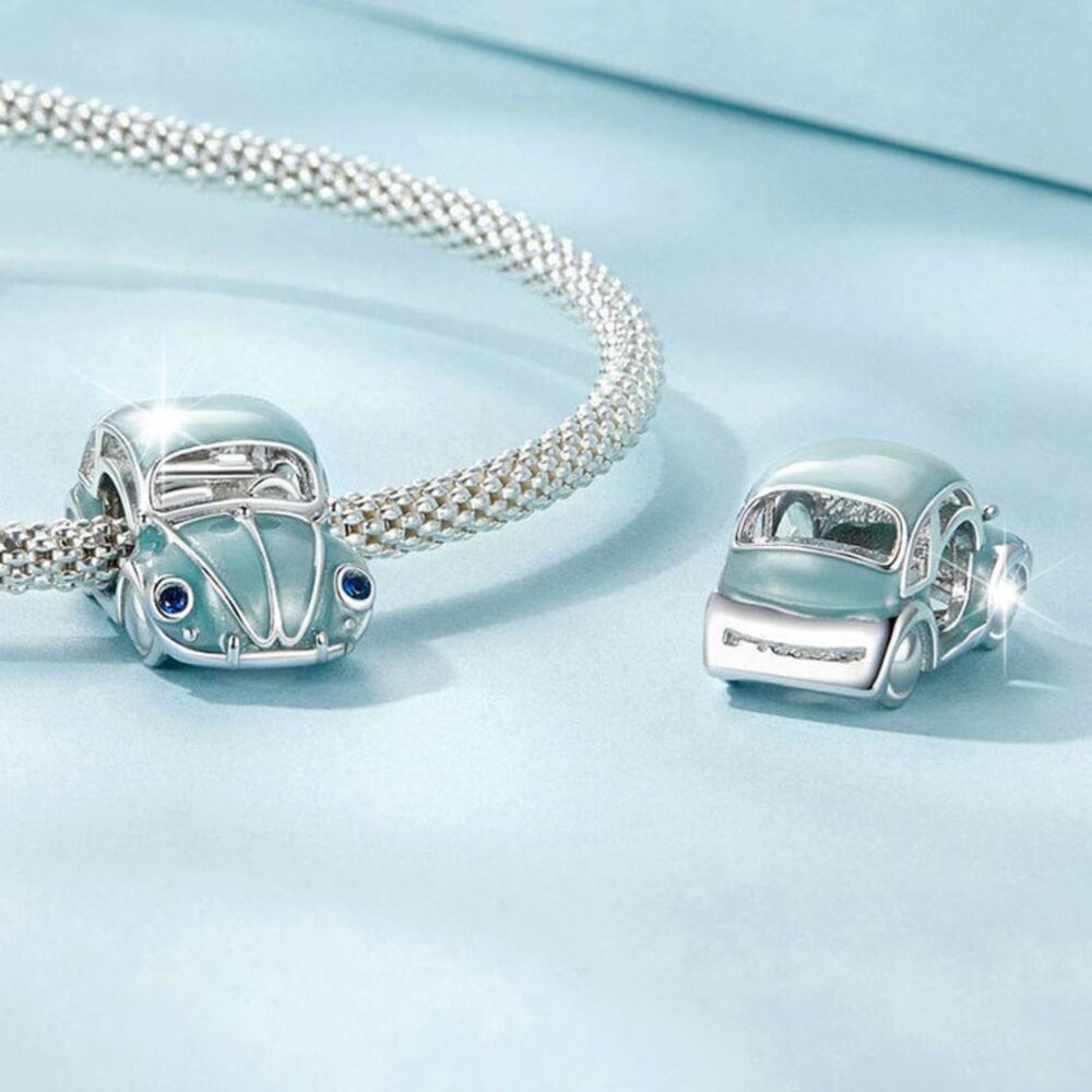 NIB- Darling Enamel VW Style Car Charm-Pendant for Bracelets-Necklaces Blue